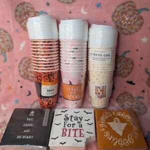 Halloween paper napkins and cups